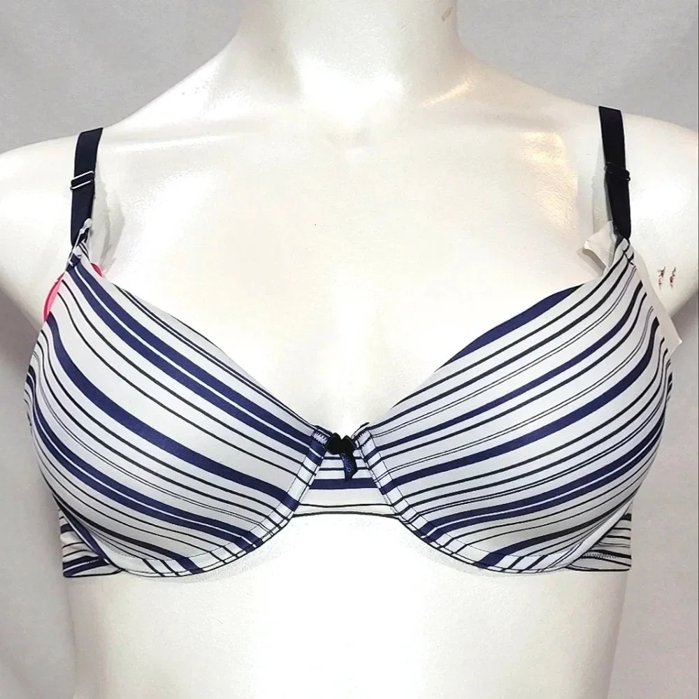 36D Maidenform 7959 One Fabulous Fit T-Shirt UW Bra Blue Stripe NWT